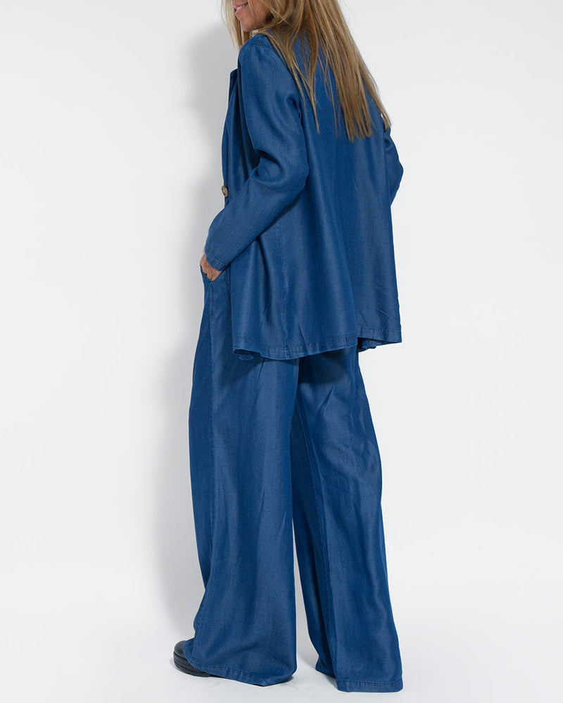 GRACEY | Elegant linen cardigan and wide-leg pants set