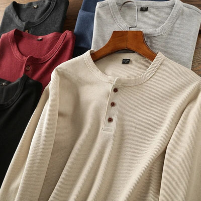 Klassiek henley-shirt met lange mouwen voor mannen