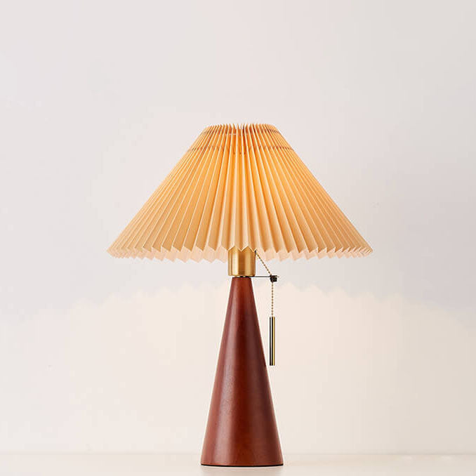 Zenori – Minimalist Wooden LED Table Lamp Pleated Fabric