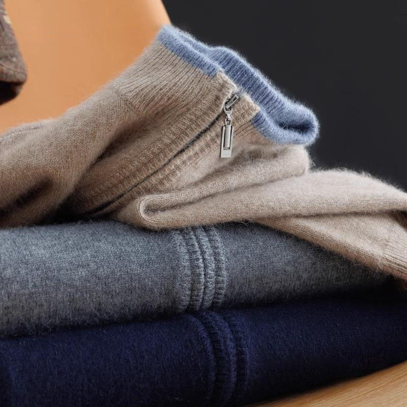 Merino - Heren wollen vest met rits