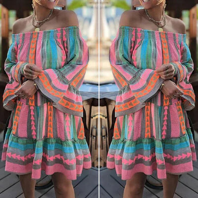 Dottie - stijlvolle off shoulder jurk met uitlopende mouwen