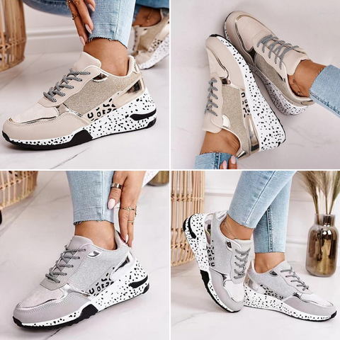 Jana - Stylish lace-up shoes with leopard print for a trendy look