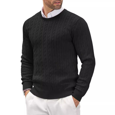 Slim fit fijn gebreide heren trui met ronde hals