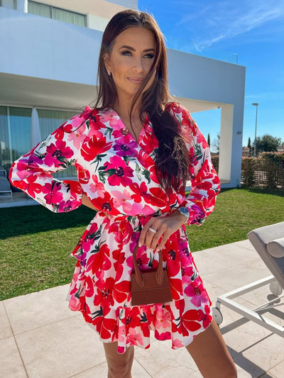 Christina - elegante bloemenjurk met lange mouwen