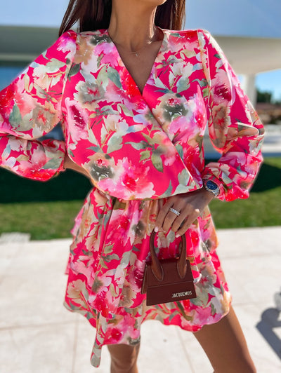 Christina - elegante bloemenjurk met lange mouwen