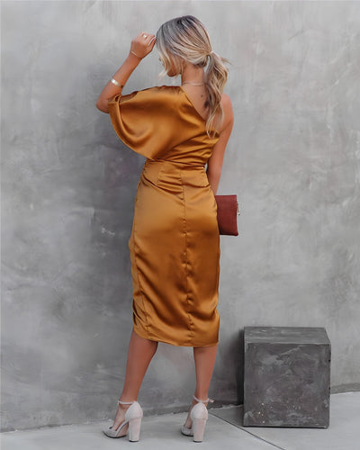 Hayden - elegante one-shoulder geplooide jurk