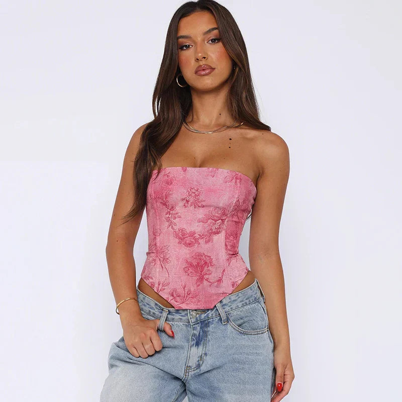 Gaya - Pink Strapless Corset Top