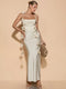 Samantha | Elegante Maxi Jurk met Bloemendetail en Open Rug