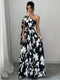 Sandra | Elegante Maxi Jurk met One-Shoulder en Bloemenprint