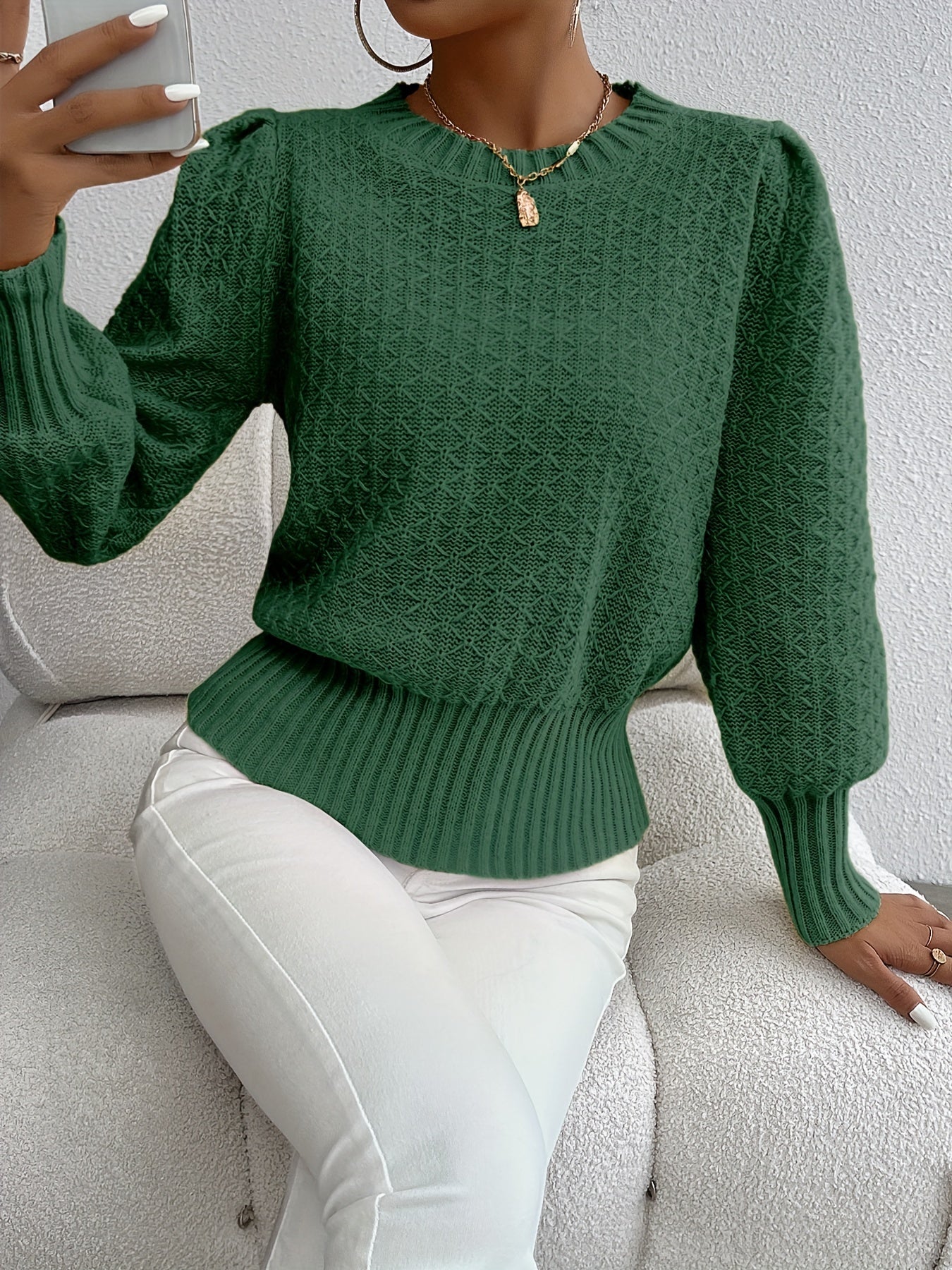 Sarah | Elegante Gebreide Trui met Lanternaermouwen