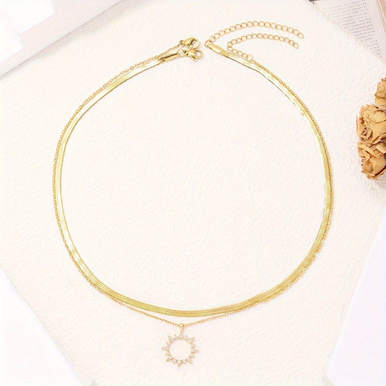 Sarah | Elegante Dubbele Ketting met Zon Hanger