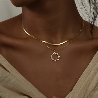 Sarah | Elegante Dubbele Ketting met Zon Hanger