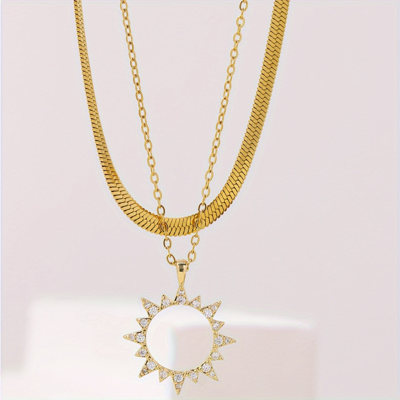Sarah | Elegante Dubbele Ketting met Zon Hanger