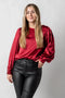 Satijnen blouse met ballon mouwen