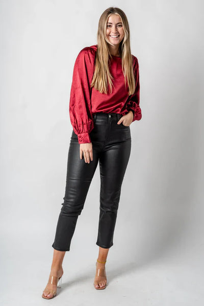 Satijnen blouse met ballon mouwen