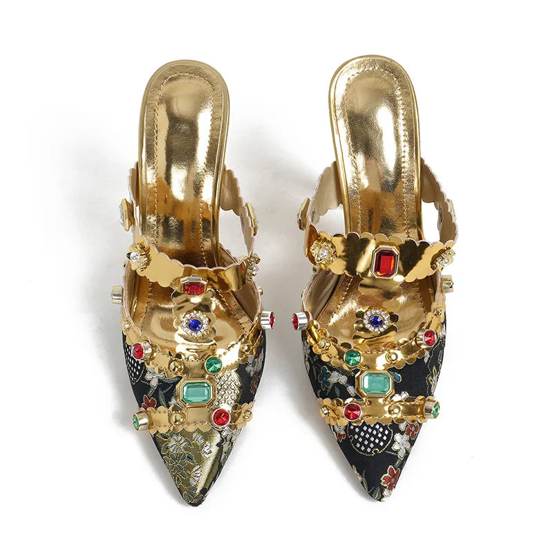 Luna - Gemstone-studded and transparent stilettos