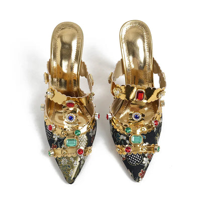 Luna - Gemstone-studded and transparent stilettos