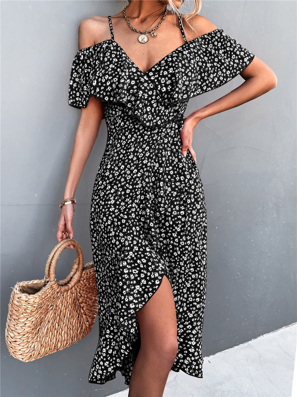 Alicia - bloemenjurk off shoulder