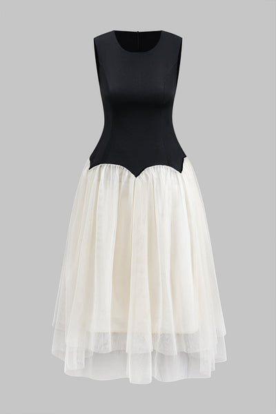 Vera - Mouwloze midi-jurk met rits en ruches