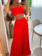 Laury - Seductive red crop top and pleated wide-leg trousers