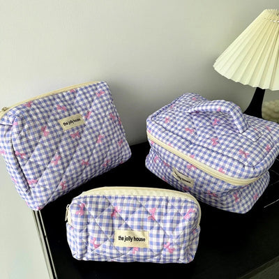 TidyBow - Dames Make-uptas Set met Geruite Strik