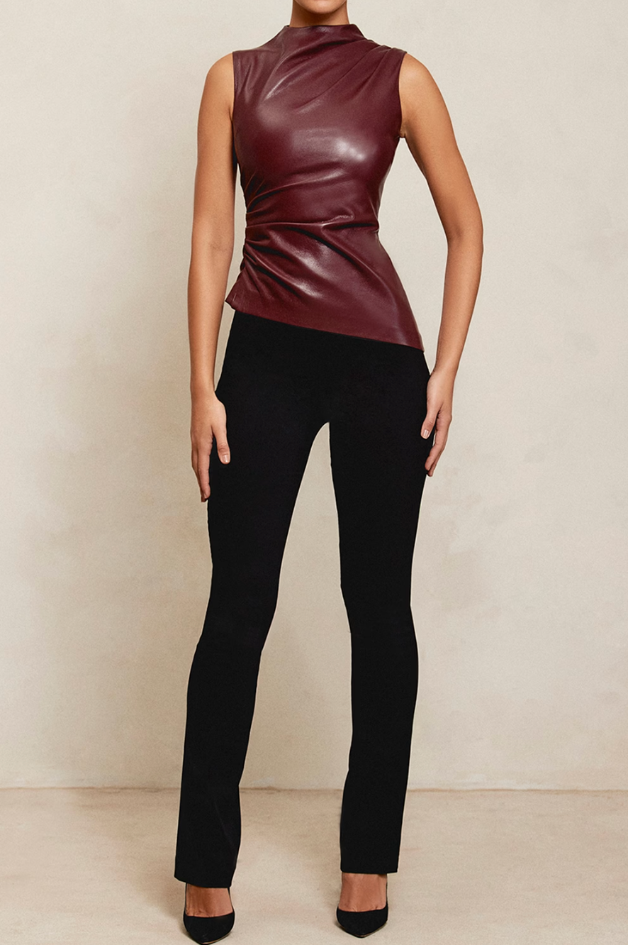 Iolana - Luxury Slim-fit Leather Top 