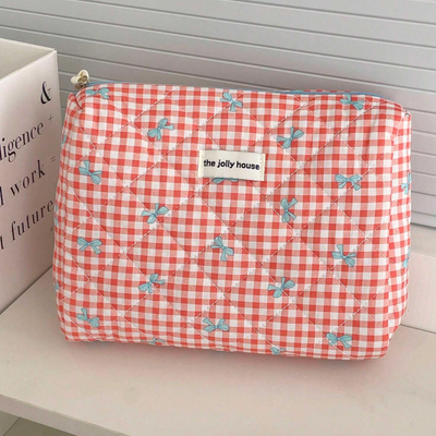 TidyBow - Dames Make-uptas Set met Geruite Strik