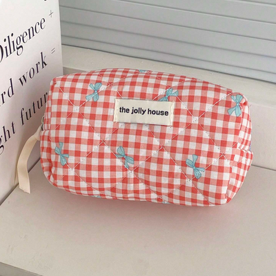 TidyBow - Dames Make-uptas Set met Geruite Strik