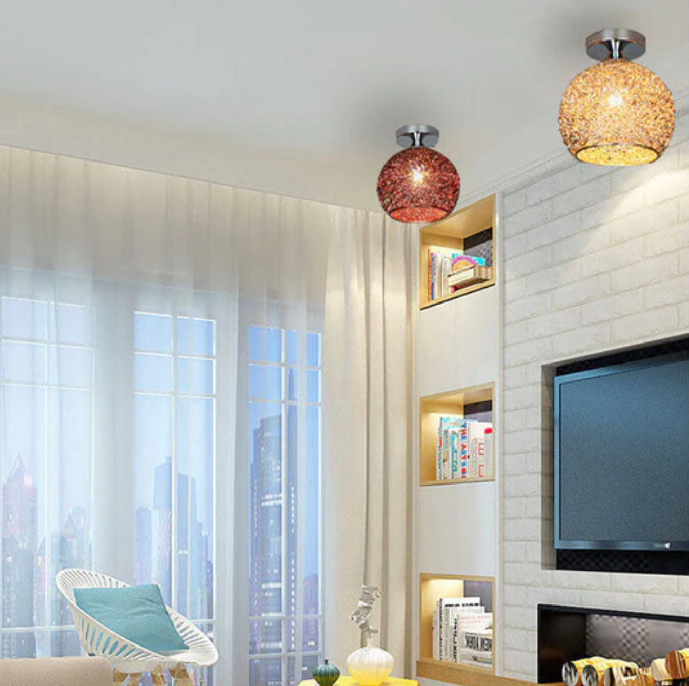 Meluné - Metal Globe Ceiling Light