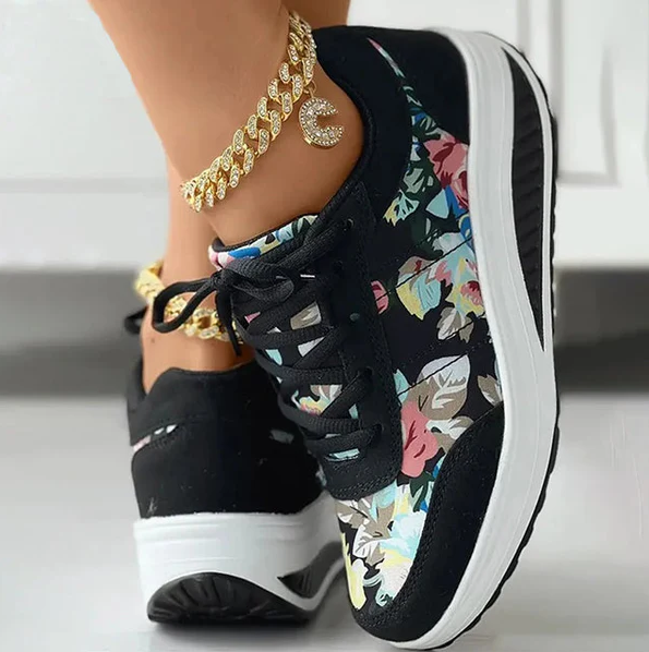 Luisa - Summer canvas shoes with floral pattern for women