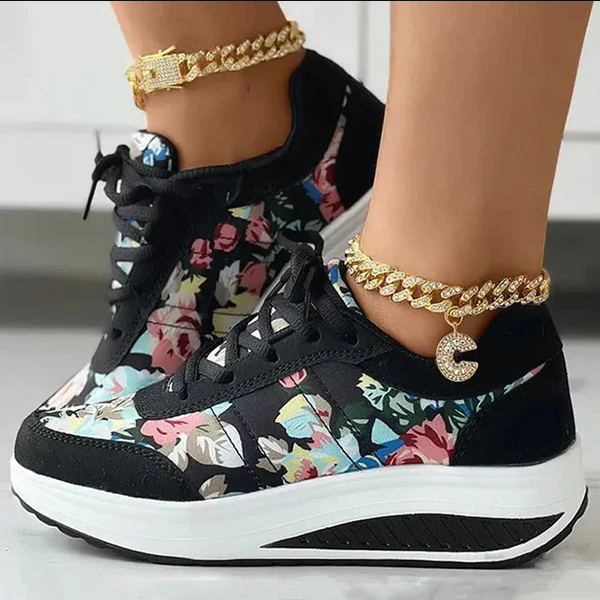 Luisa - Summer canvas shoes with floral pattern for women