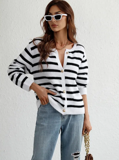Raye - Klassieke Gestreepte Cardigan voor Vrouwen