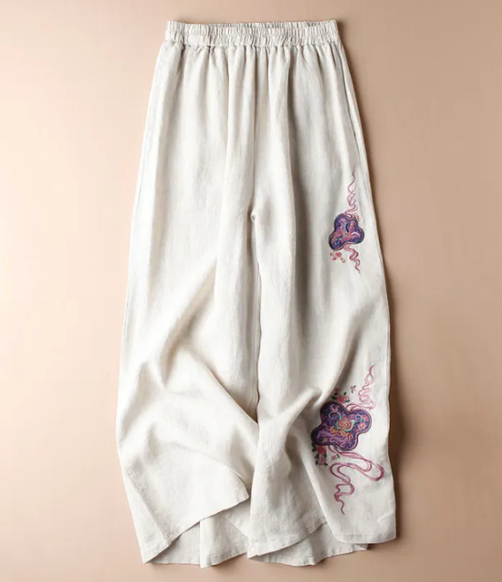 Ermintrude - Vintage Embroidered Wide Pants 