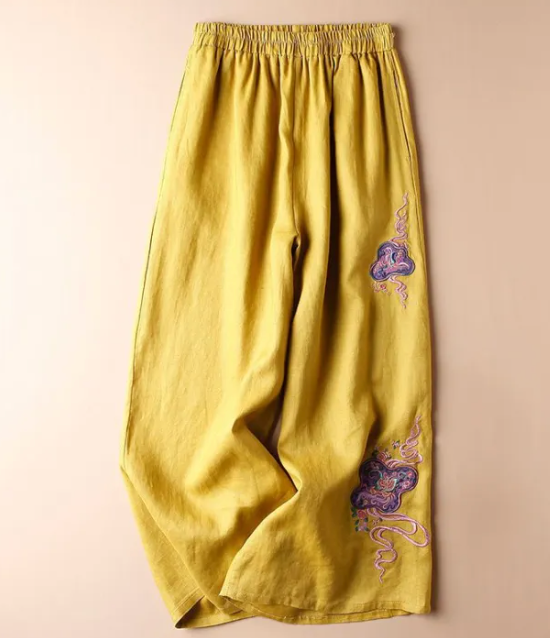 Ermintrude - Vintage Embroidered Wide Pants 
