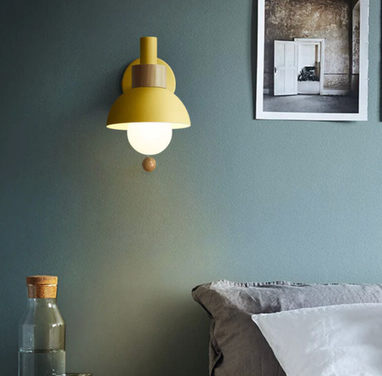 Colme - Wooden Accent Wall Light With Pull Chain