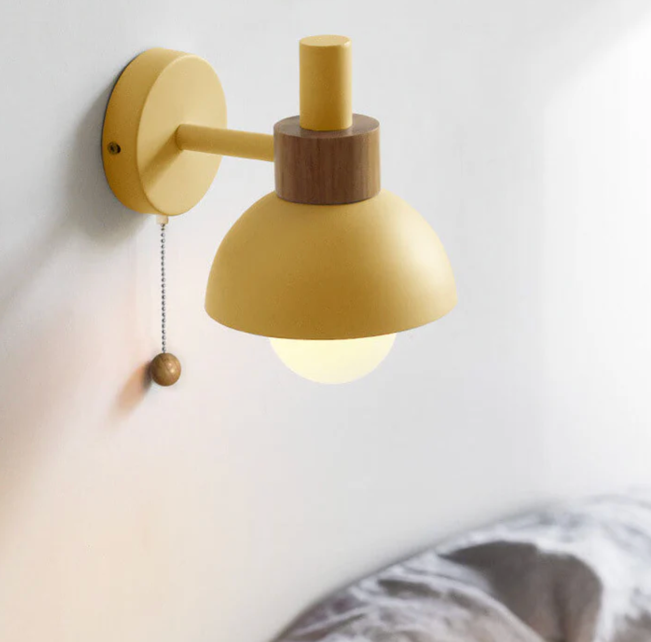 Colme - Wooden Accent Wall Light With Pull Chain