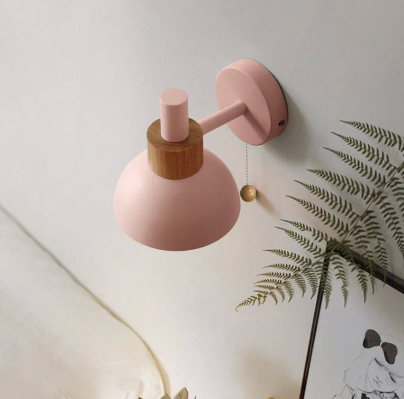 Colme - Wooden Accent Wall Light With Pull Chain