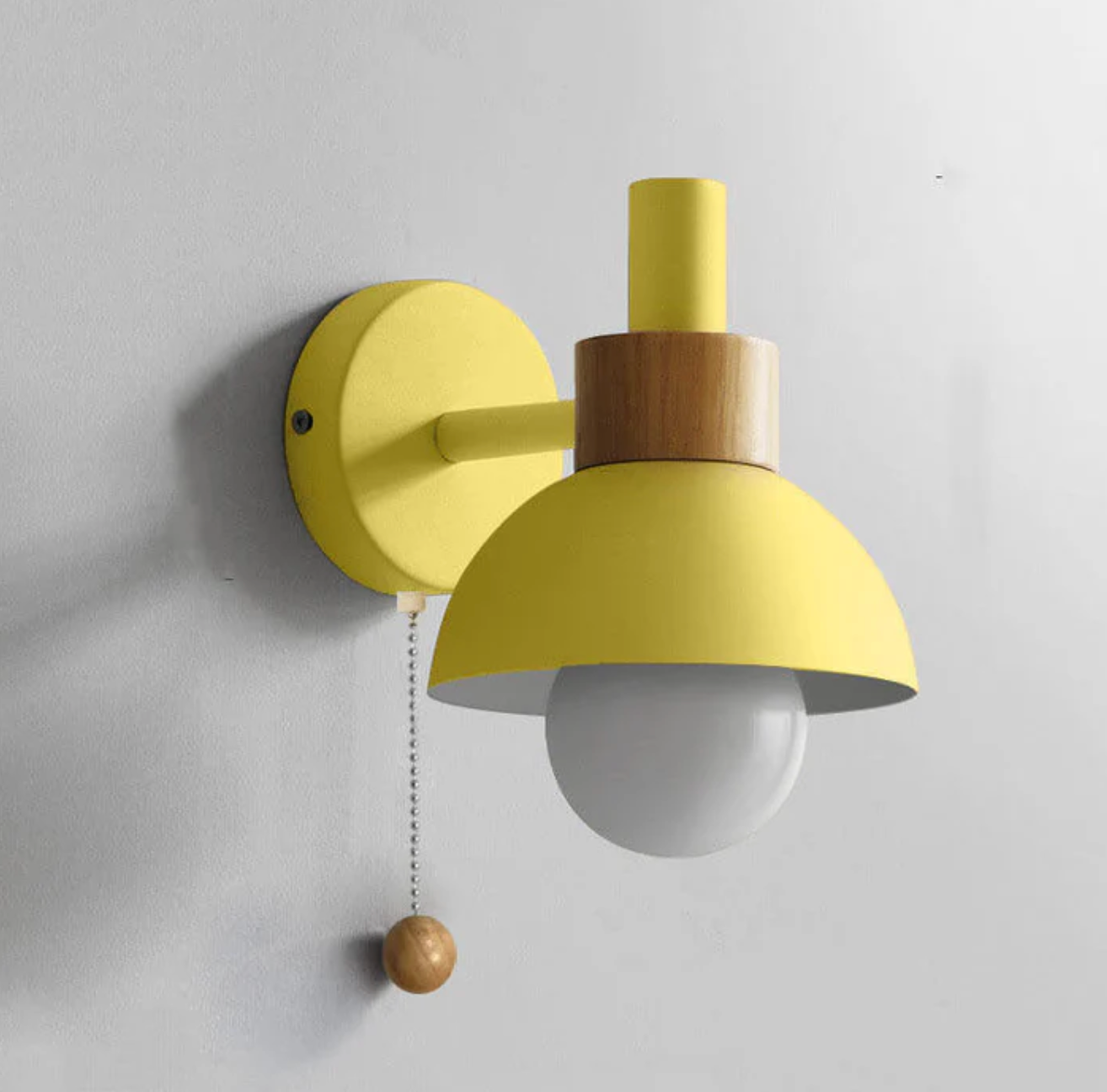 Colme - Wooden Accent Wall Light With Pull Chain