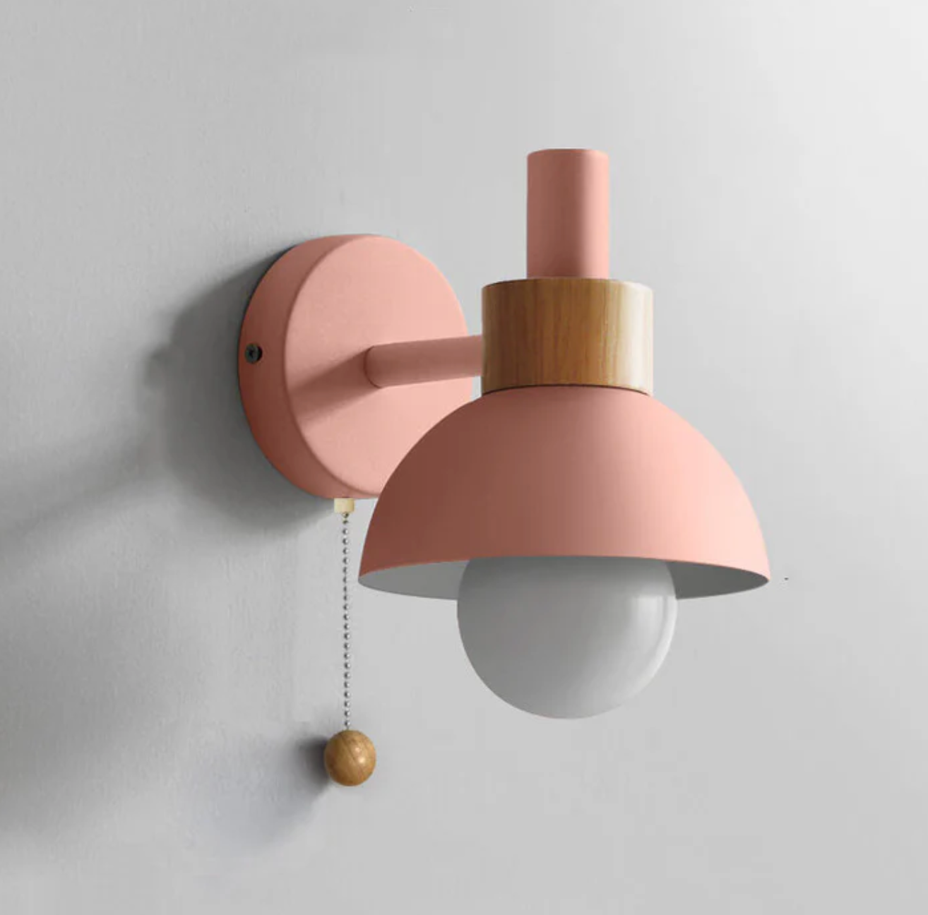 Colme - Wooden Accent Wall Light With Pull Chain