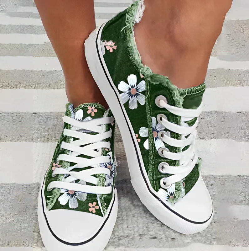 Rena - Trendy damesschoenen met gebloemd denimpatroon voor een stijlvolle look
