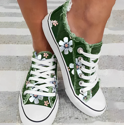 Rena - Trendy damesschoenen met gebloemd denimpatroon voor een stijlvolle look