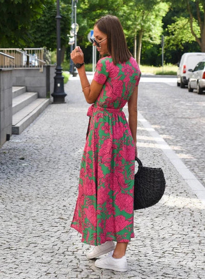 Mercy - Casual bedrukte zomerjurk met ceintuur