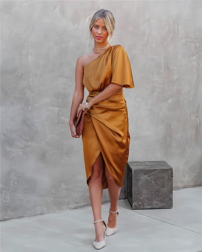 Hayden - elegante one-shoulder geplooide jurk