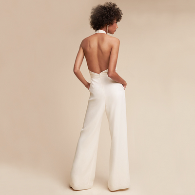 Elina - Wijde Broek Korte Mouwen Jumpsuit in Effen Kleur
