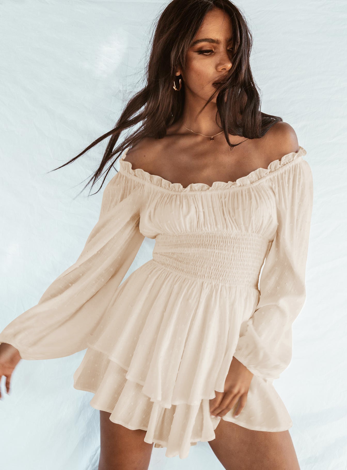 Melissa - Zomerjurk met Off Shoulder en Ruches