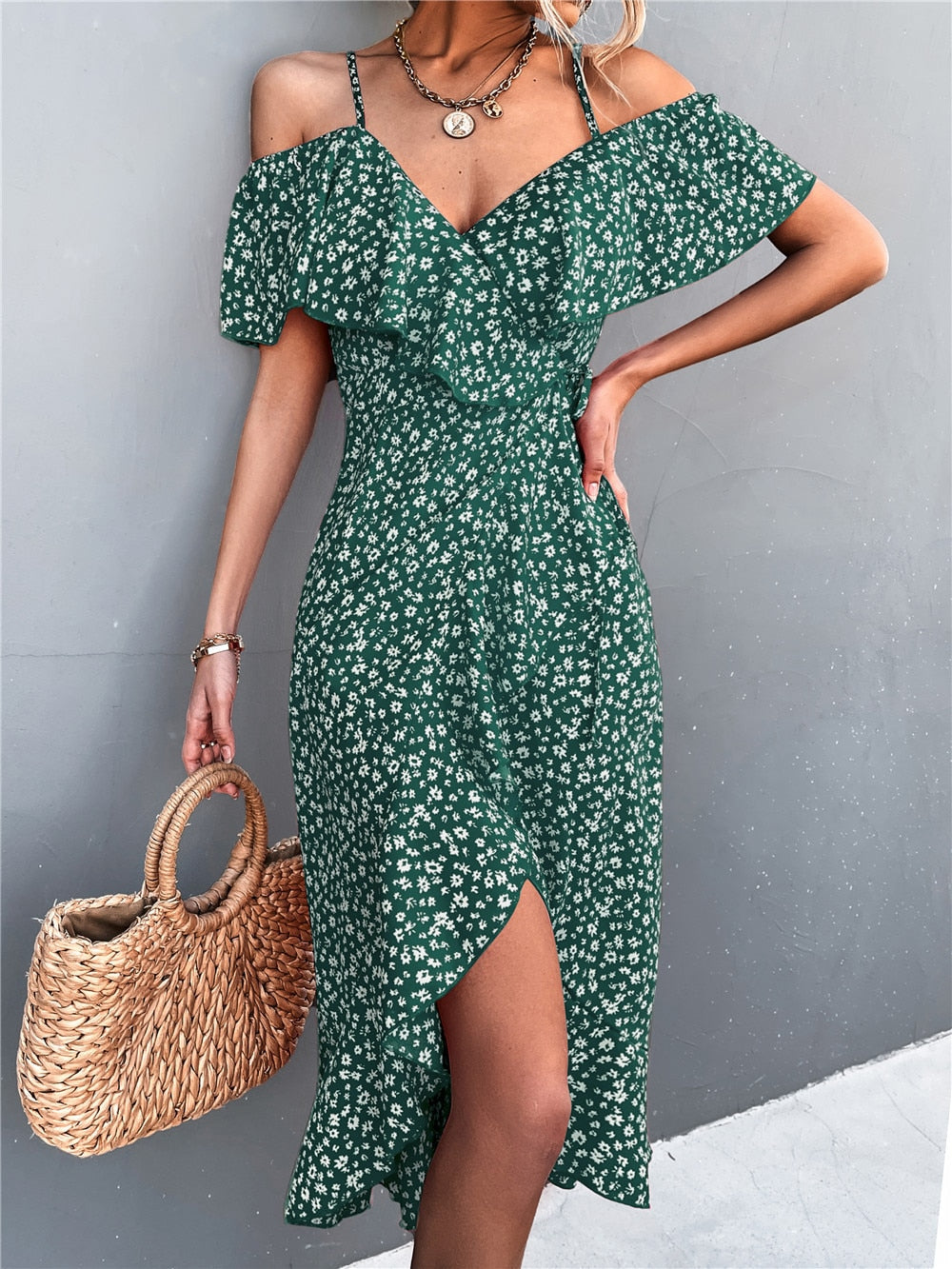 Alicia - bloemenjurk off shoulder