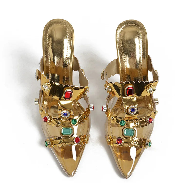 Luna - Gemstone-studded and transparent stilettos