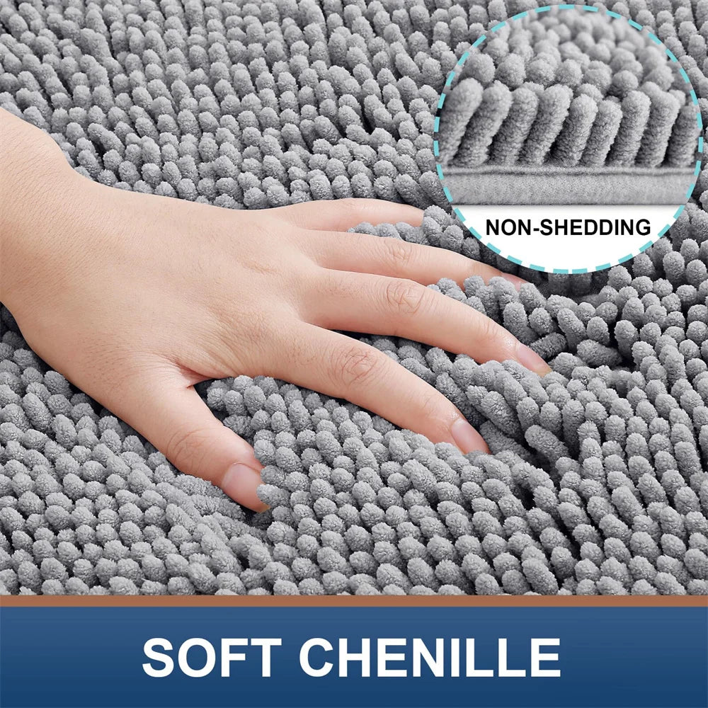 Aroselle - Ultra Soft Non Slip Quick Dry Chenille Bath Mat
