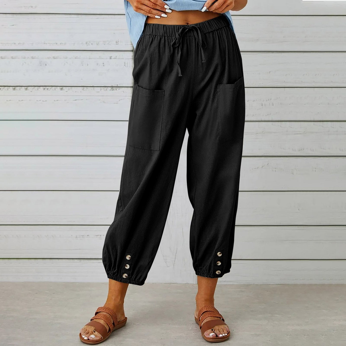 Elda pants - women's linen capri pants for relaxed comfort in a loose style