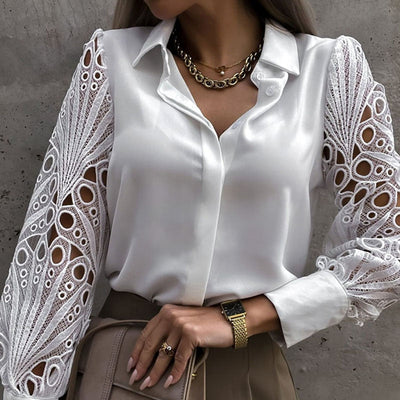 Noémie - Blouse met Kanten Mouwen | Tijdloze Klasse & Elegantie